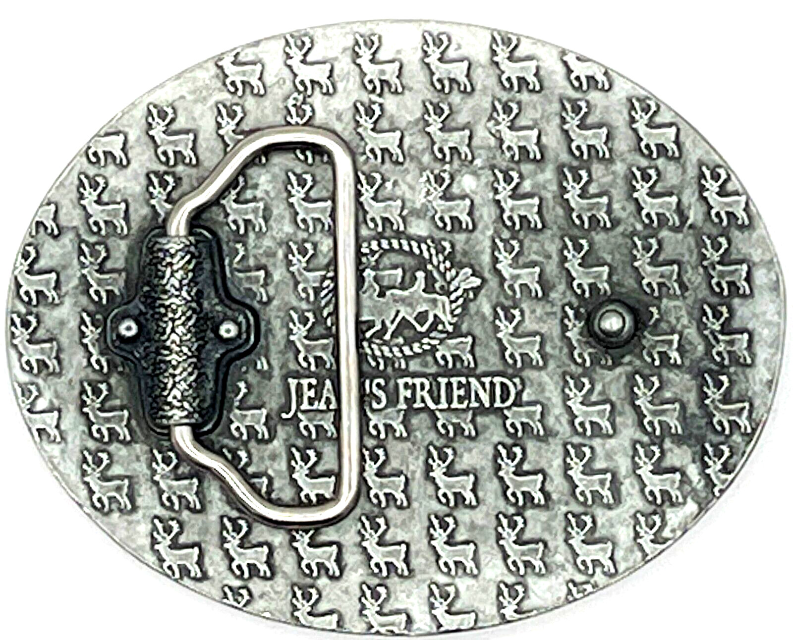 Deer Wildlife Western Blue Enameled Oval Belt Buckle