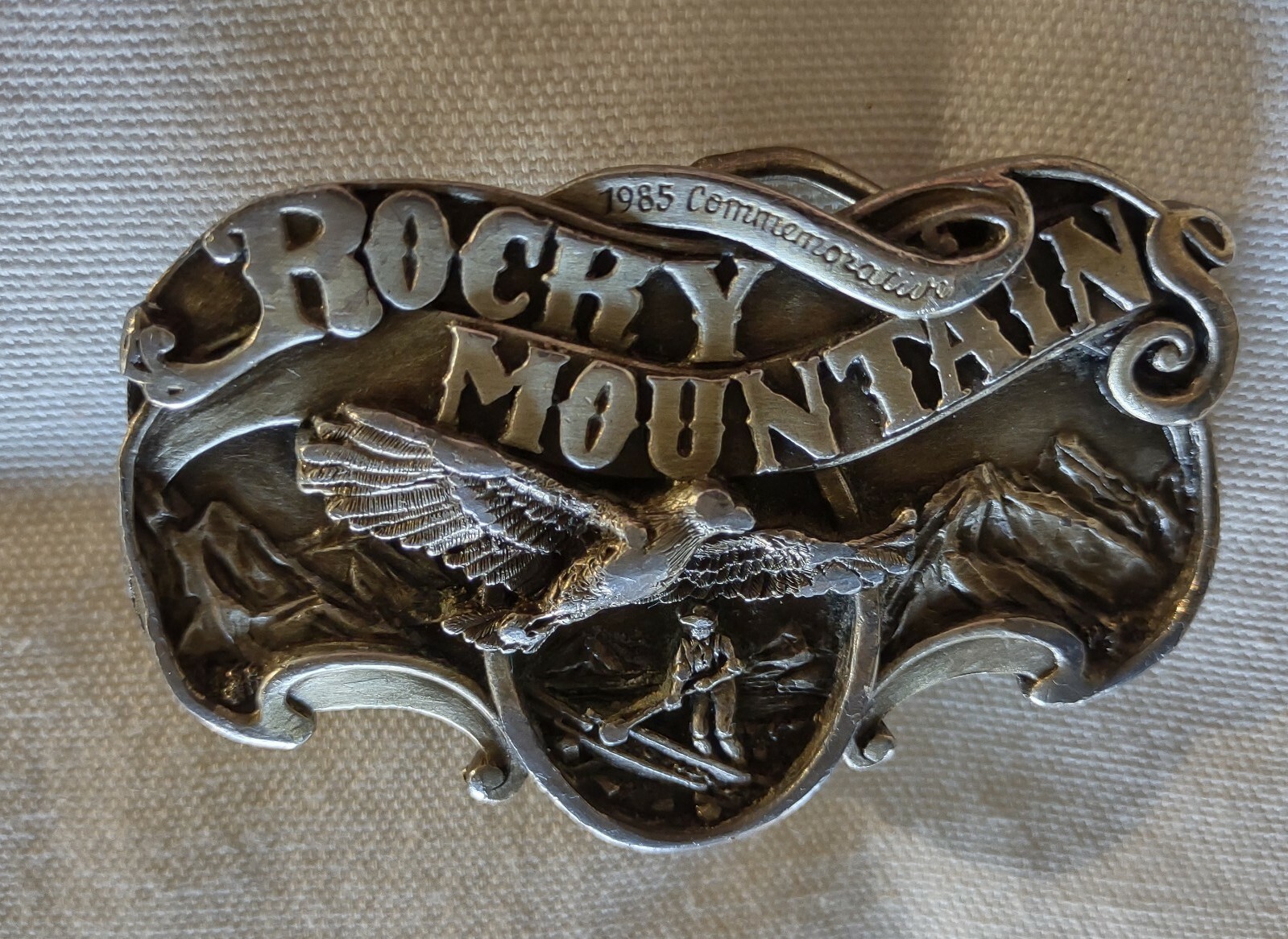 Rocky Mountains Belt Buckle Eagle Gold Miner 1985 Commemorative 51/2500 Vintage