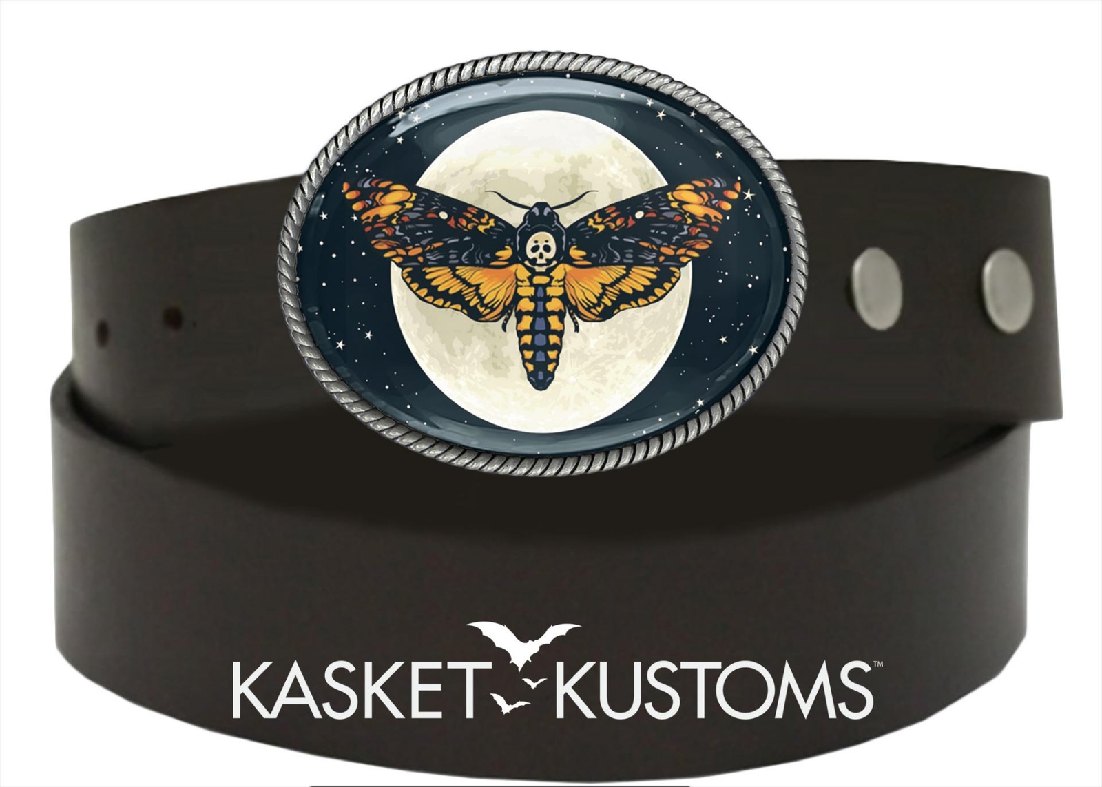 Alchemy Belt Buckle – Celestial Death Head Moth Handmade Silver Buckle – 155-5
