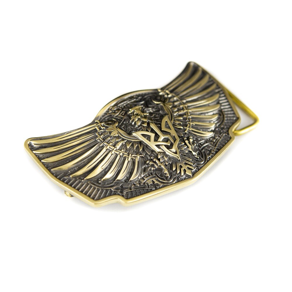 Brass belt buckle Eagle with sword, heraldic eagle, sword winged heraldry falcon