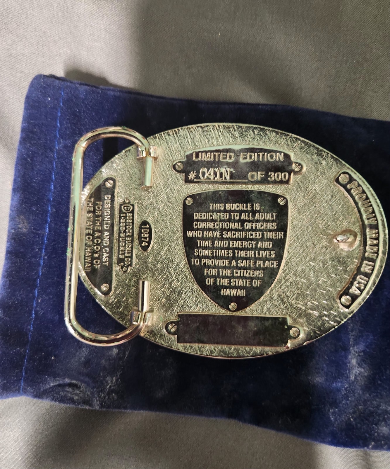 Bostock Buckle Co. A.C.O. Hawaii Corrections Limited Ed. Belt Buckle 2&Prime; 041/N