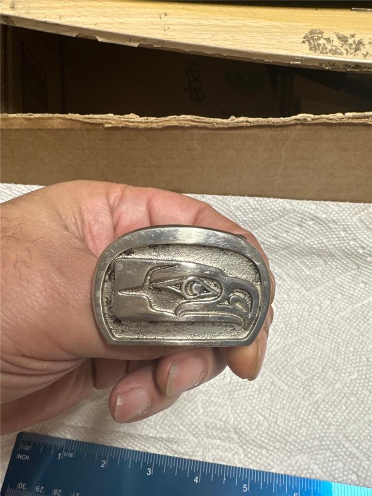 Vintage Seattle Seahawks Solid Bronze Belt Buckle