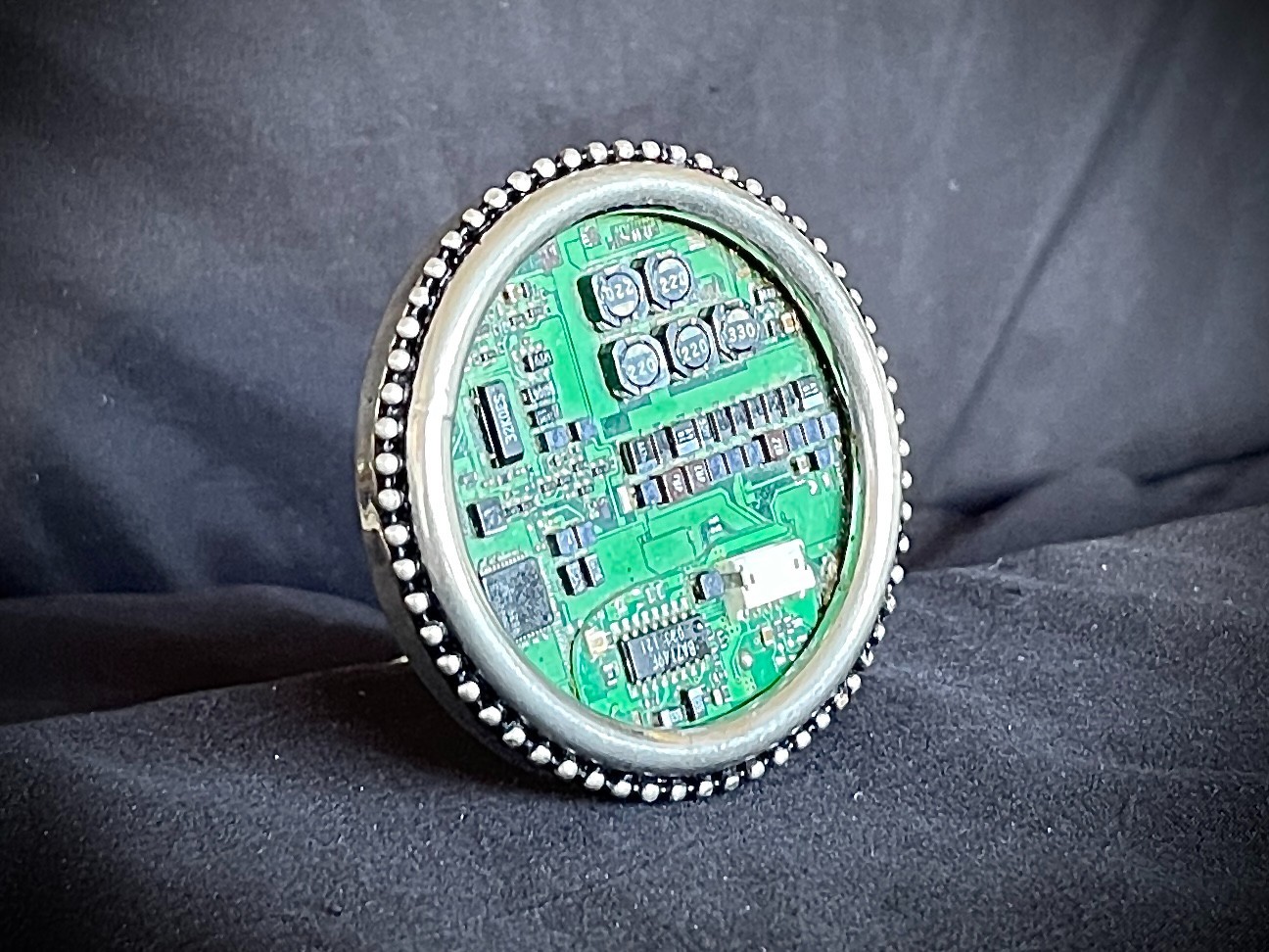 Industrial Circuit Board Belt Buckle OOAK Darren McNeese 2.5” Round