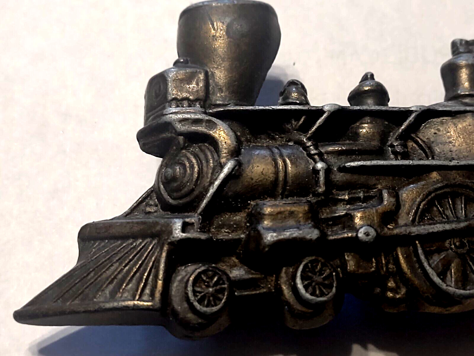 Train Steam Engine Belt Buckle VTG Cast Metal Transportation 4.5&Prime;