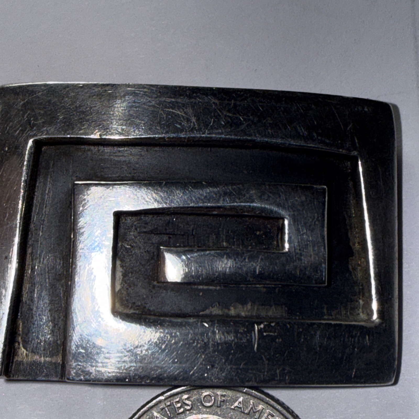 Men’s Belt Buckle Mexico Designer Sterling Art Deco 50 Grams Retro Modern Old