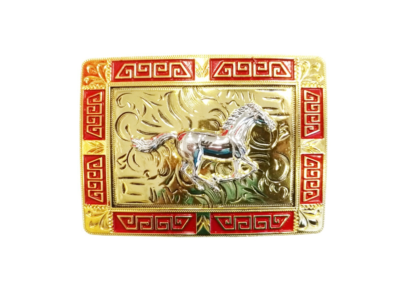 Western Buckle Gold Silver Red Black Horse Cowboy Buckle 2 » Hebillas Vaqueras