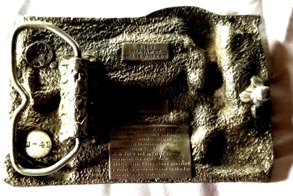U.S. Mail 1983 Star Locomotive Steam Train Pewter Belt Buckle VTG Bergamot