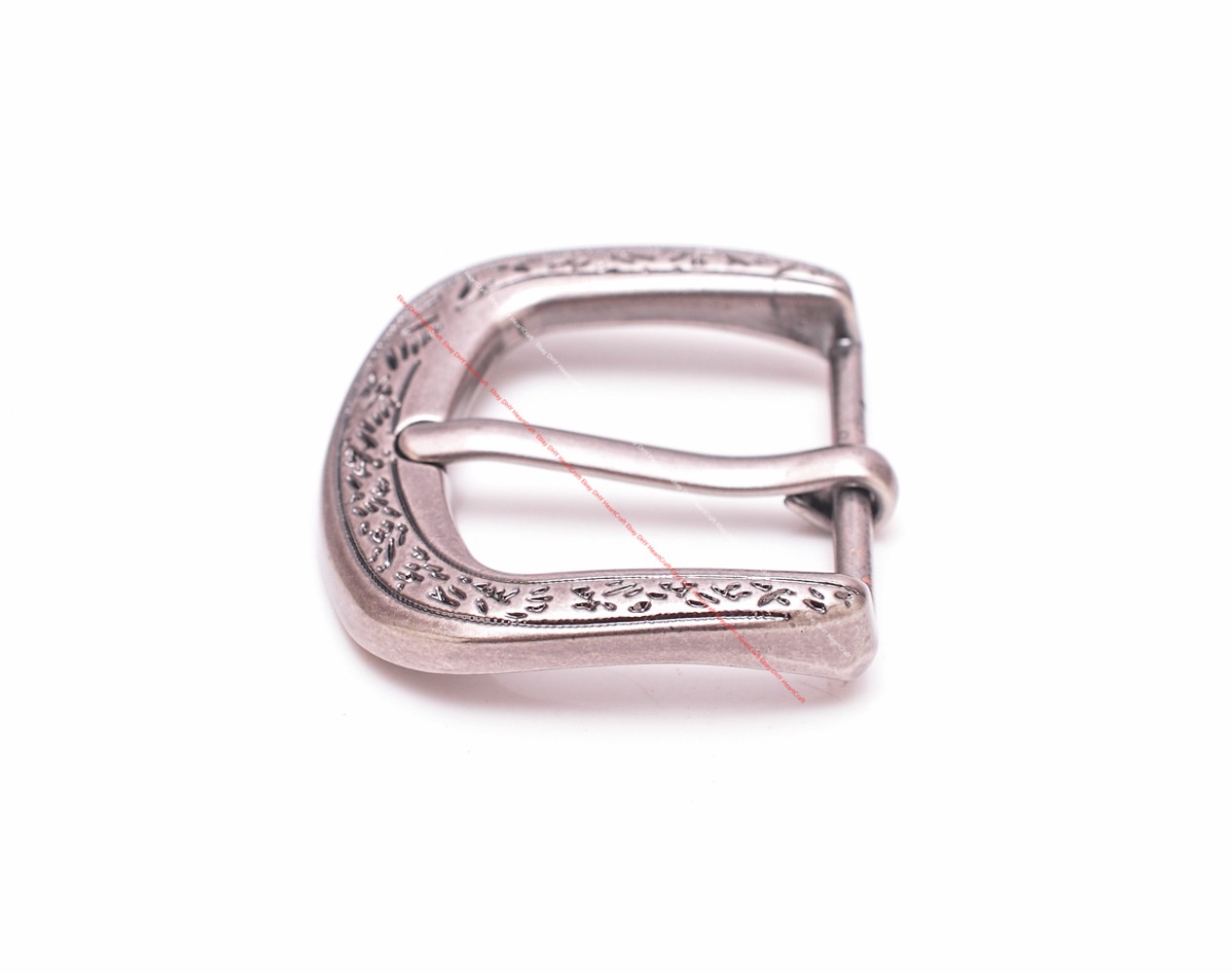 30MM Engraved Floral Western Leathercraft 4-Piece Set Belt Buckle Antique Silver