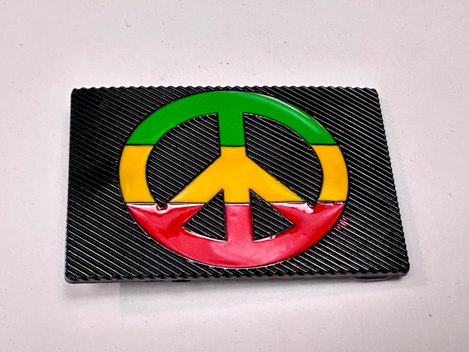 Rasta Peace Sign Flag Red Yellow Green Jamaica Marijuana Symbols Belt Buckle