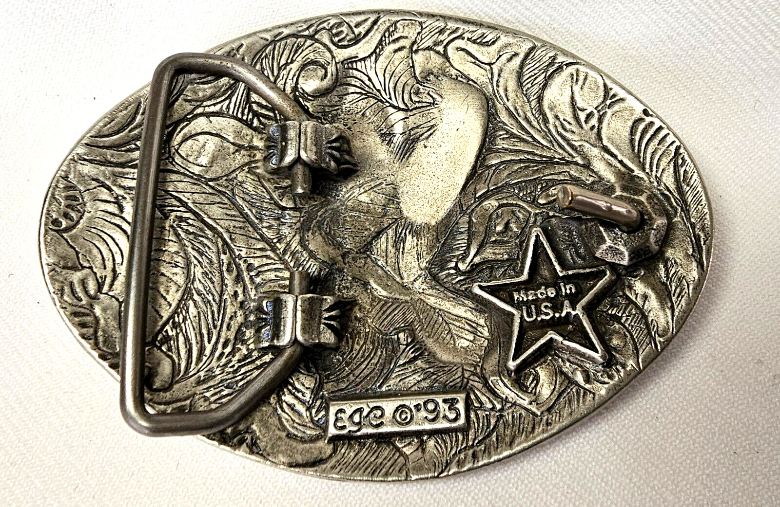 VTG American Eagle Patriotic Pewter Belt Buckle 1993