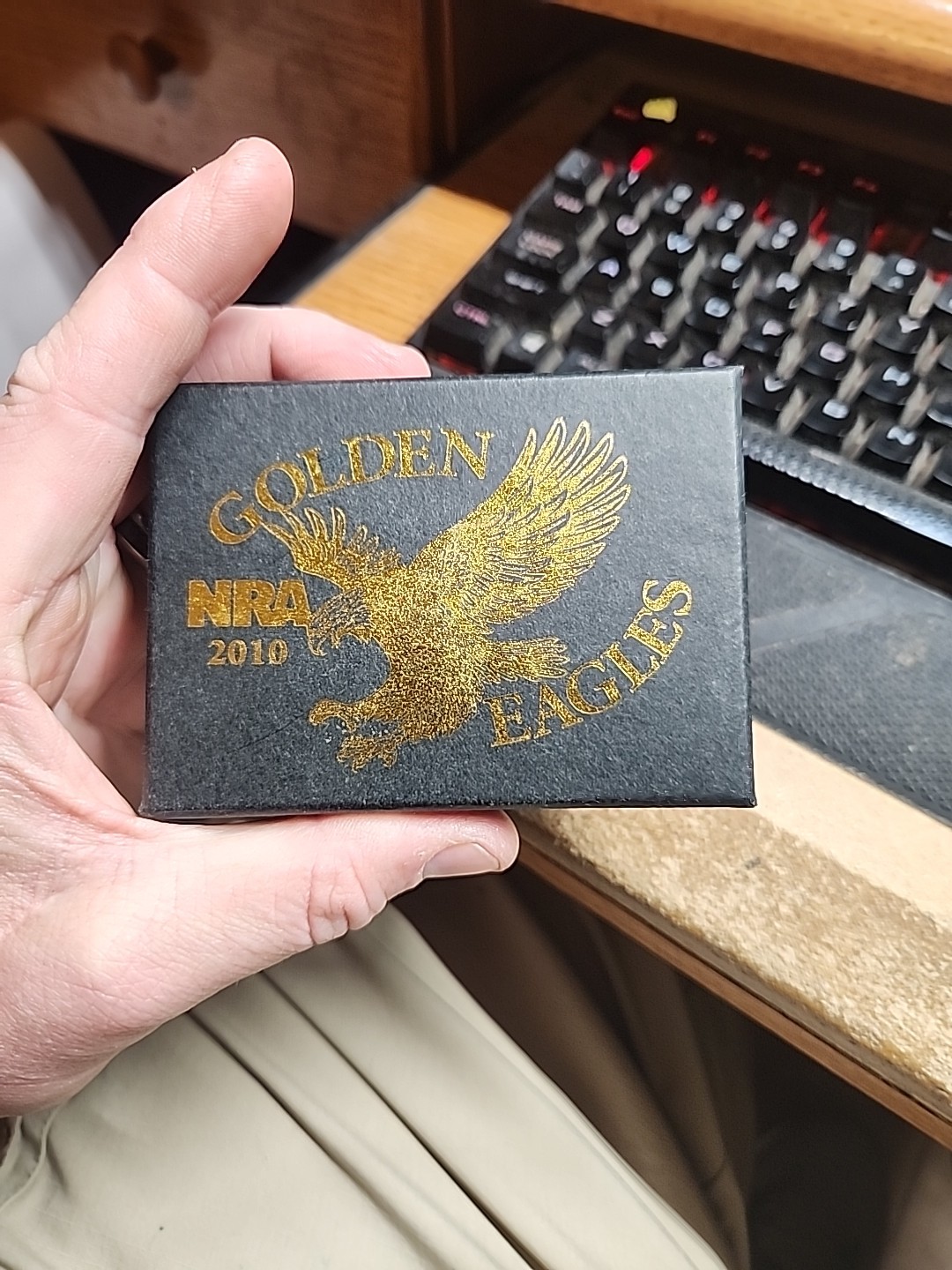 2010 NRA Golden Eagles Belt Buckle – Blue Inlay New in Original Box