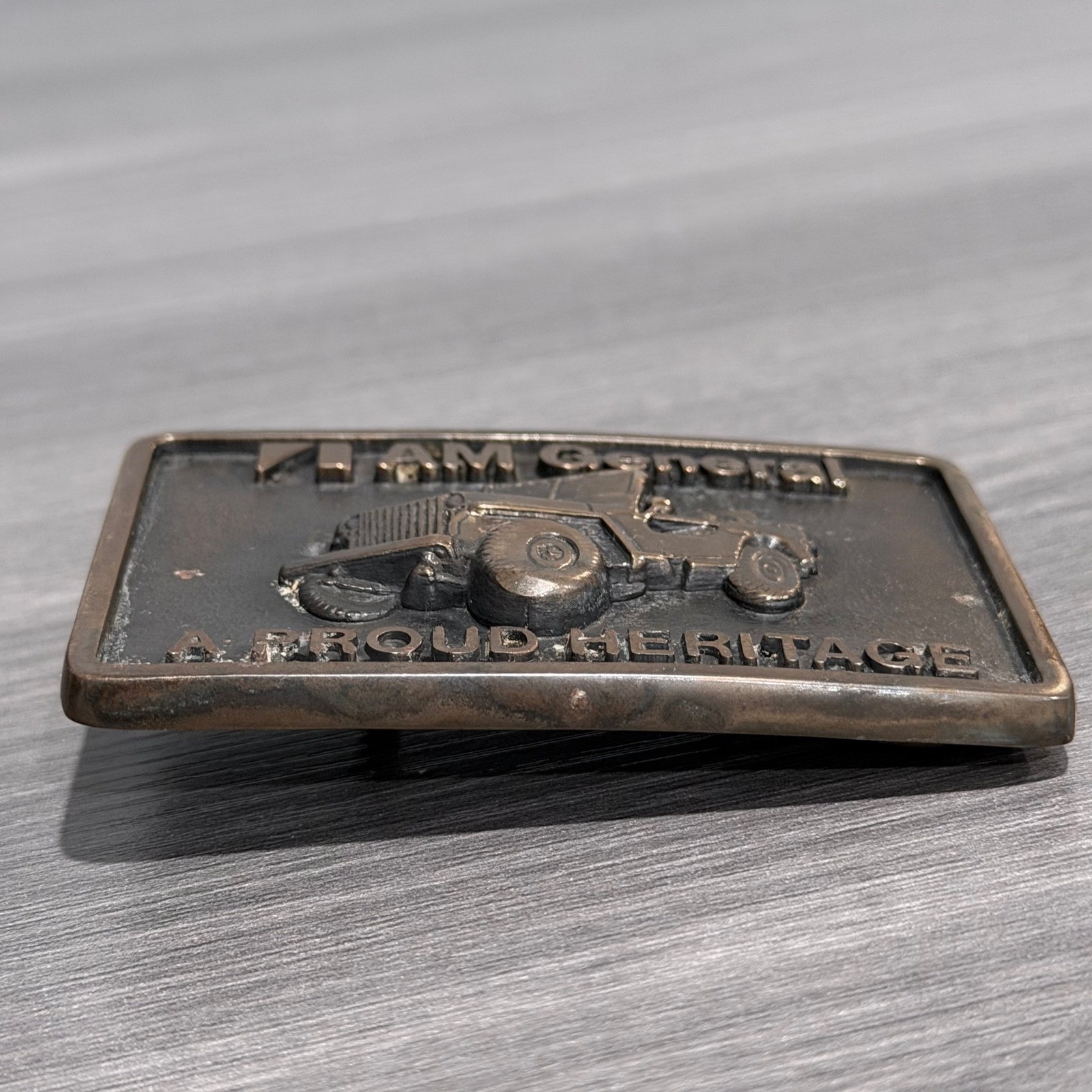 Vintage 1978 AM General Jeep Belt Buckle Solid Brass BTS Made in USA Heritage