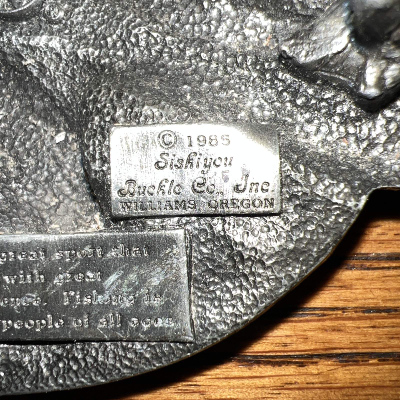 1985 SISKIYOU BUCKLE CO. I&rsquo;d Rather Be Fishing Belt Buckle USA Made Vintage M-30