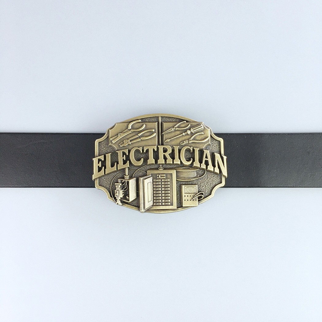 Vintage Bronze Electrician Trades Tradesman Belt Buckle Boucle de Ceinture
