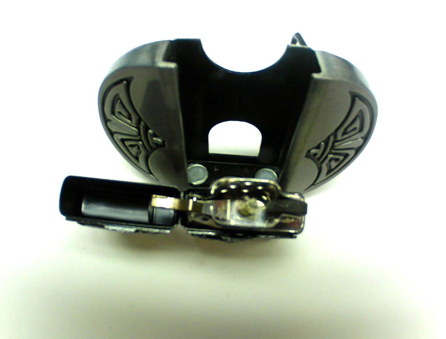 Belt Buckle Lighter Silver Gun Skull Revolver Target Belt width 1.5&Prime; NEW