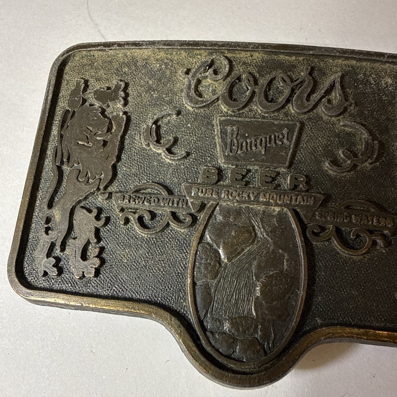 Vintage Coors Banquet Beer Belt Buckle Bottle Opener Made In USA 3.5” X 2.5”