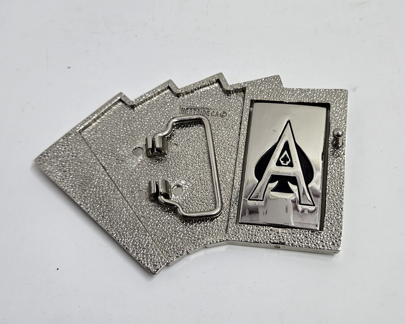Casino playing cards silver belt buckle Royal Flush Poker belt buckle Ace Spins