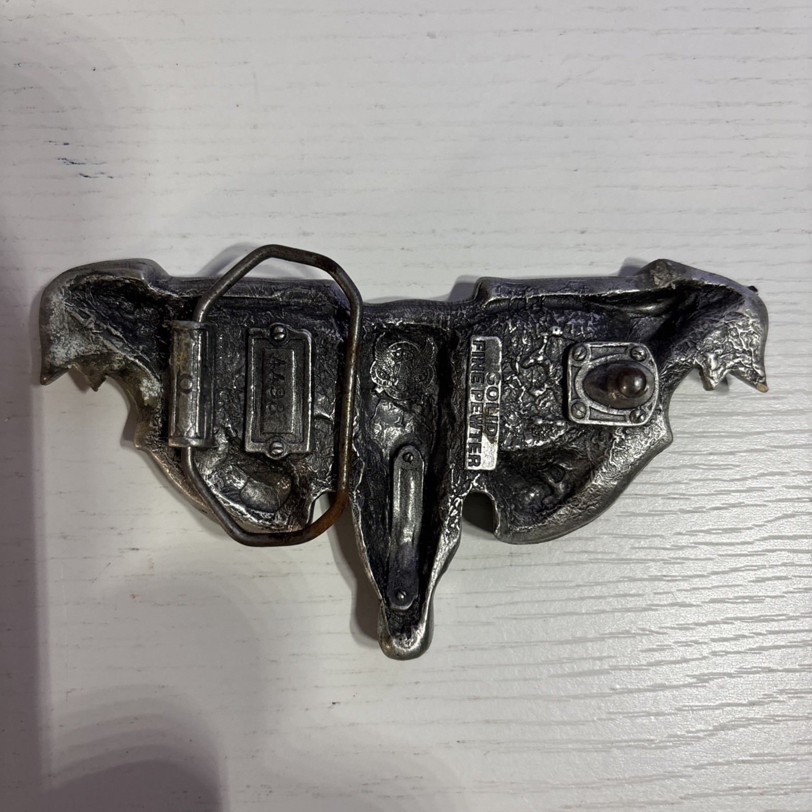 « Don&rsquo;t Mess With Texas » Belt Buckle Bull Horns Flag Skull – Solid Pewter #4498