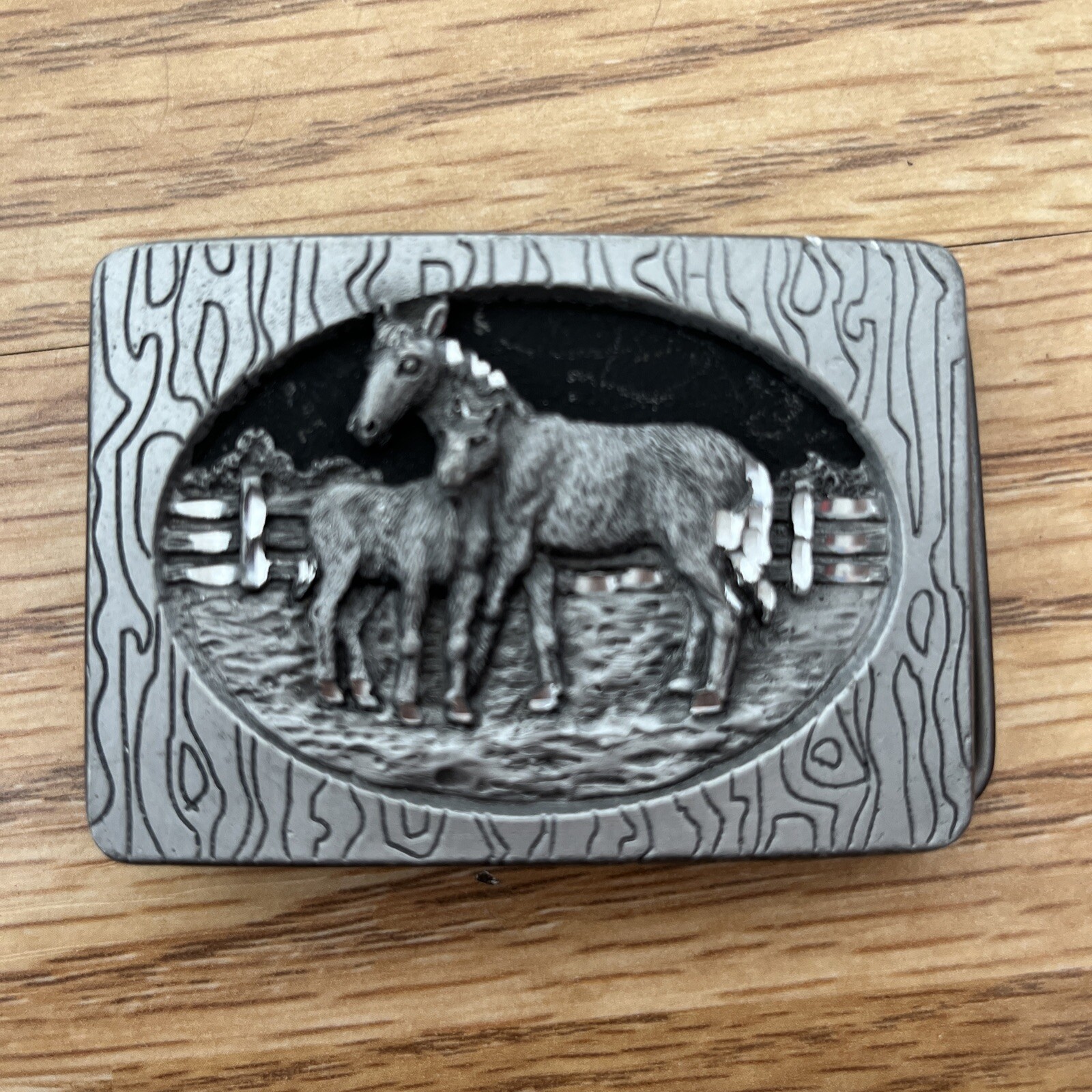 Vintage 1994 Silver Star Colorado Horse Fawn Belt Buckle 5999 Made In USA Pewter