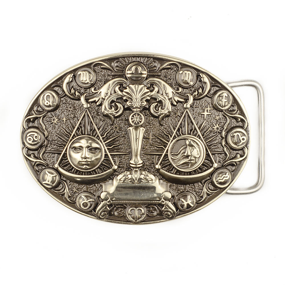 Libra german silver belt buckle, Horoscope Astrological Zodiac Sign
