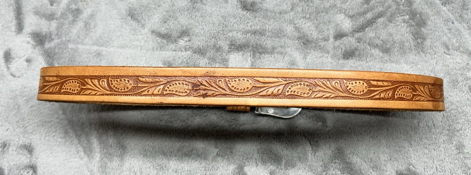 Vintage Inspired Tooled Leather Belt Silver Buckle Fits 24–28 Western Cowboy