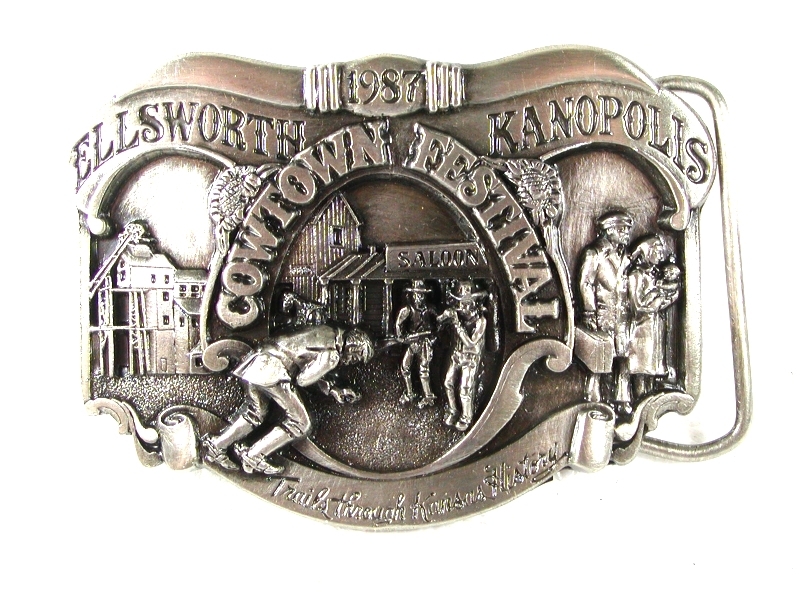 Ellsworth Cowtown Festival Belt Buckle & Papers By PRAIRIE ENTERPRISES