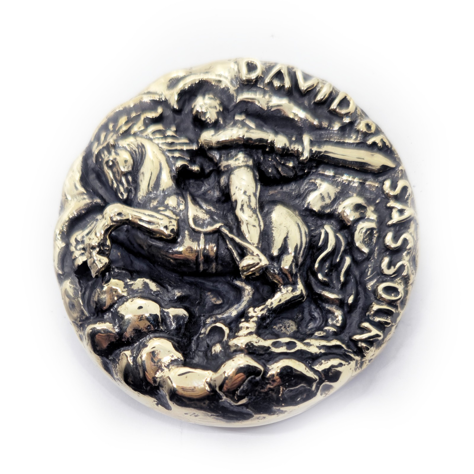 David of Sassoun Armenian National Epic Brass Belt Buckle