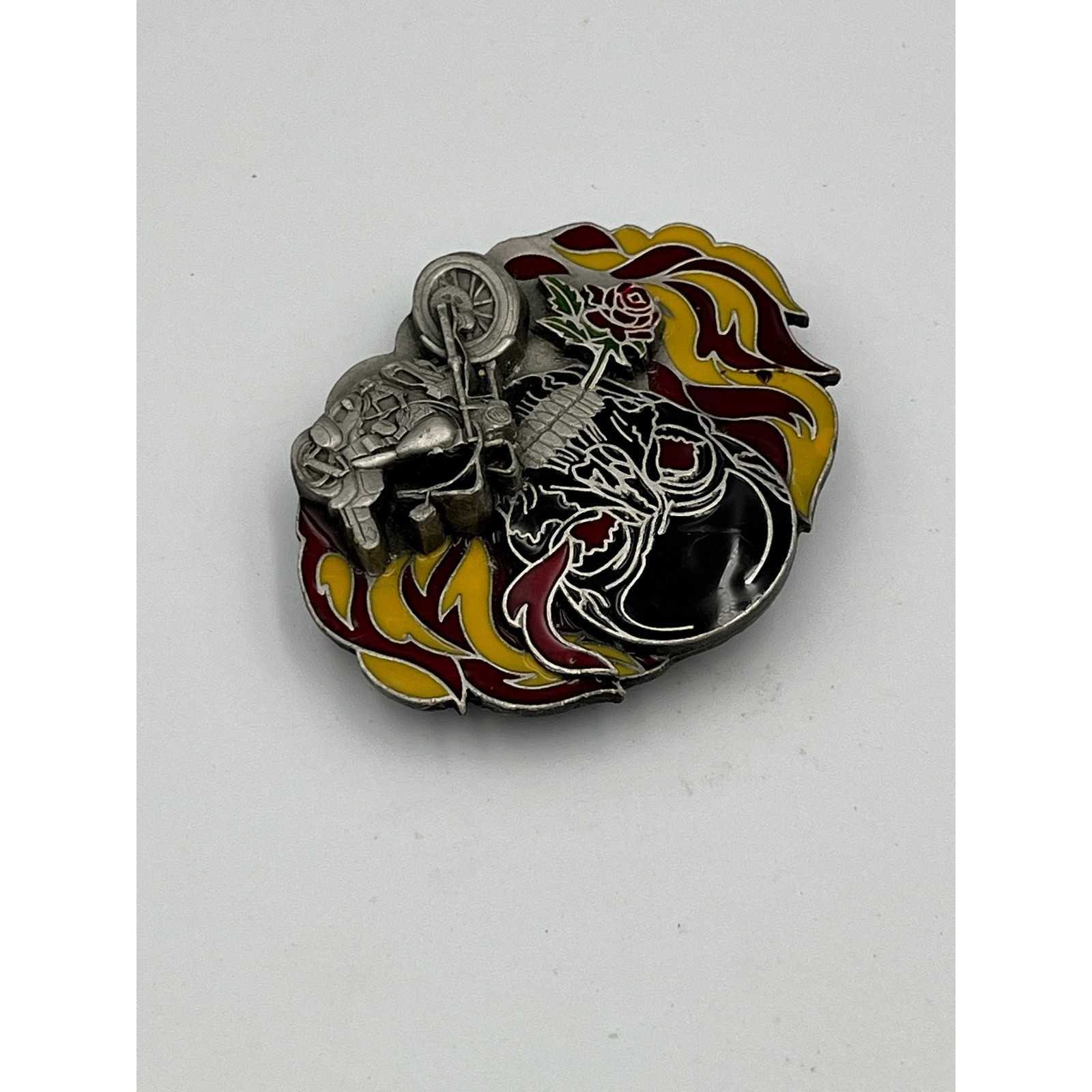 Siskiyou Buckle Skull Motorcycle Flame Rose Wild & Free Belt Buckle Made in USA