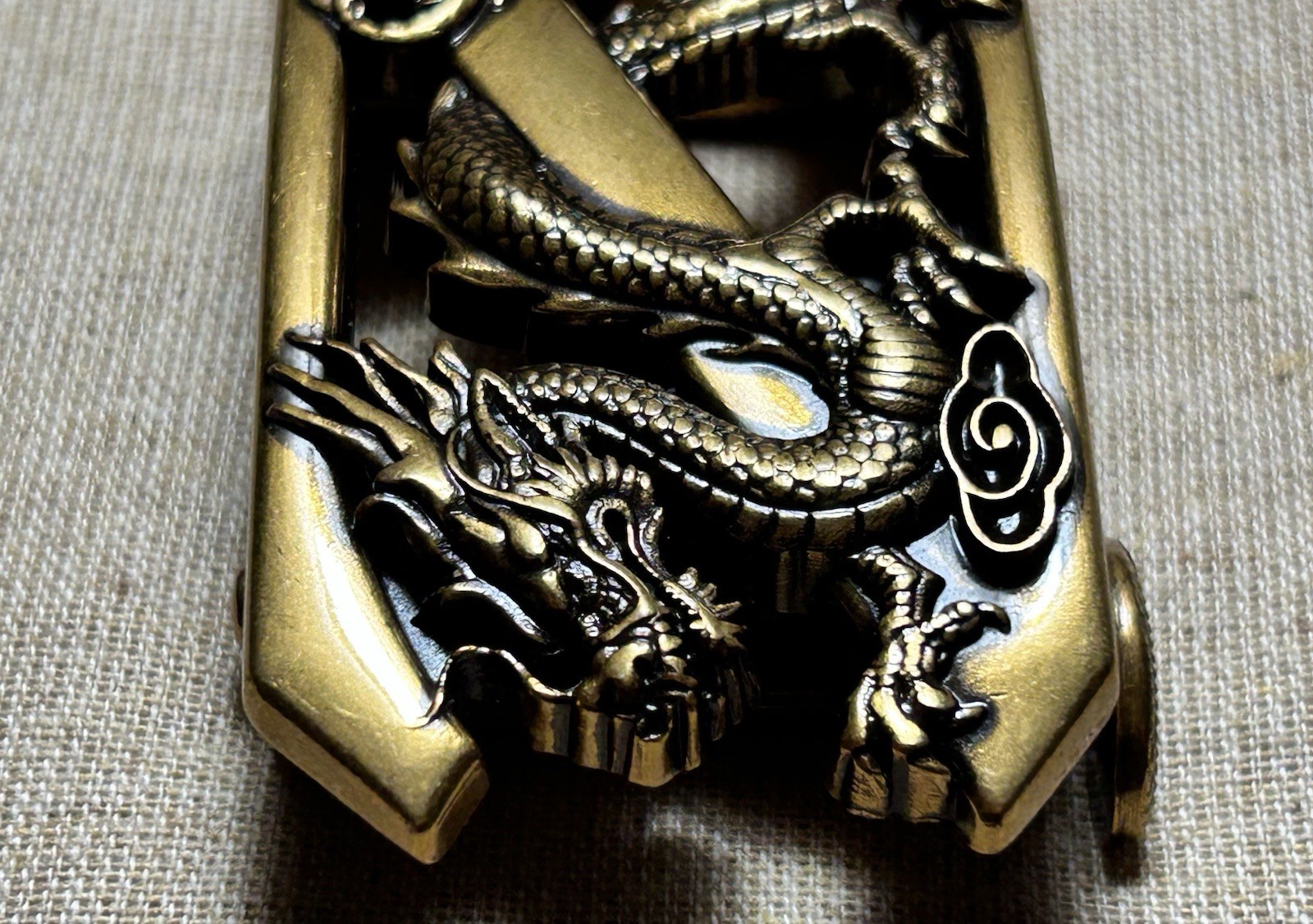 Vintage Style Dragon Belt Buckle Bronze Tone Asian Dragon 1.25 Strap