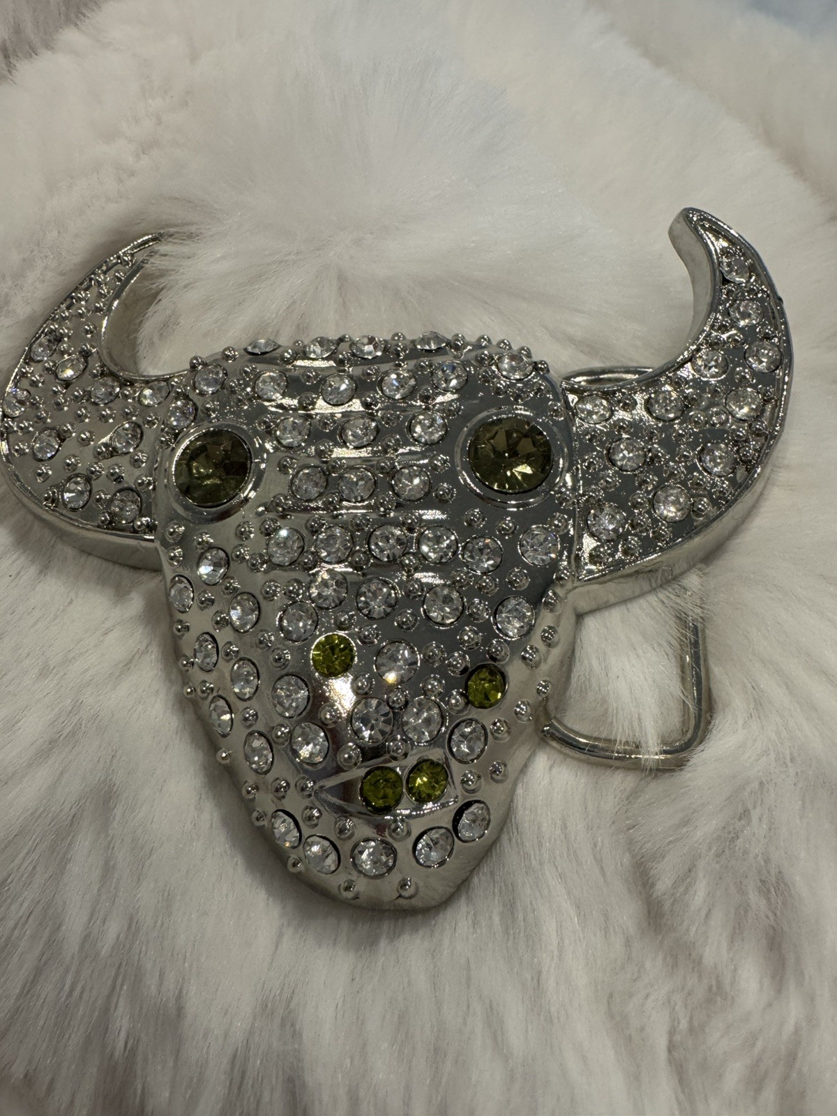 New Belt Buckle Western style Cowboy Green Eye Studded Bull Rodeo