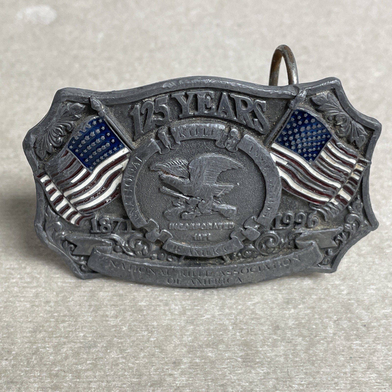 Used 125 Years National Rifle Association of America 1871-1996 Alloy Belt Buckle