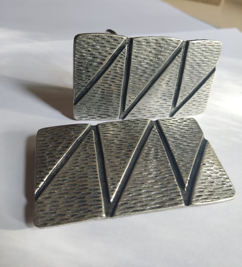 Zig Zag Belt Buckle Rectangular Modern Industrial Masculine Metal