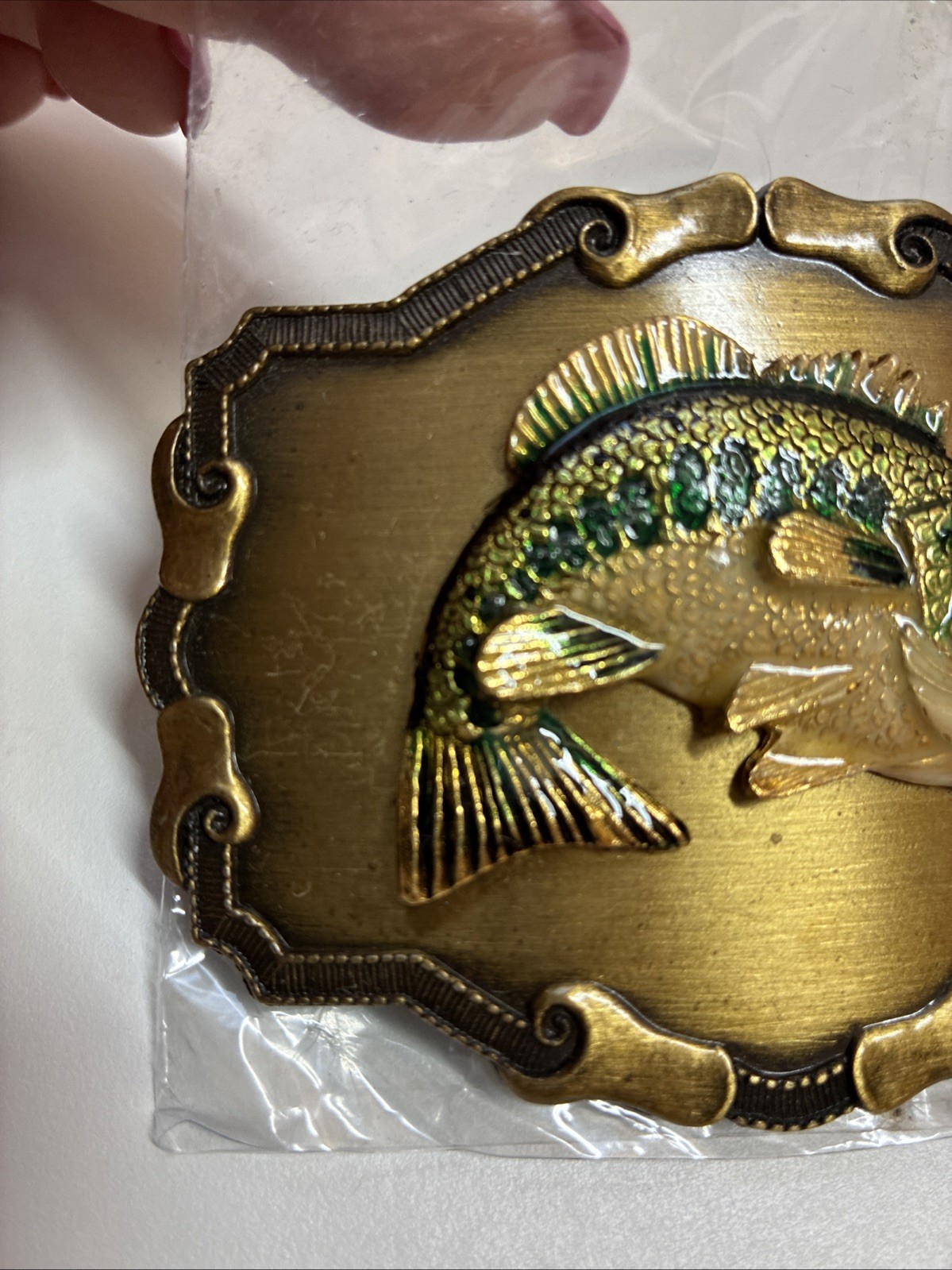 NEW VINTAGE 1978 RAINTREE 3D LARGEMOUTH BASS BELT BUCKLE BRASS MADE IN USA NOS