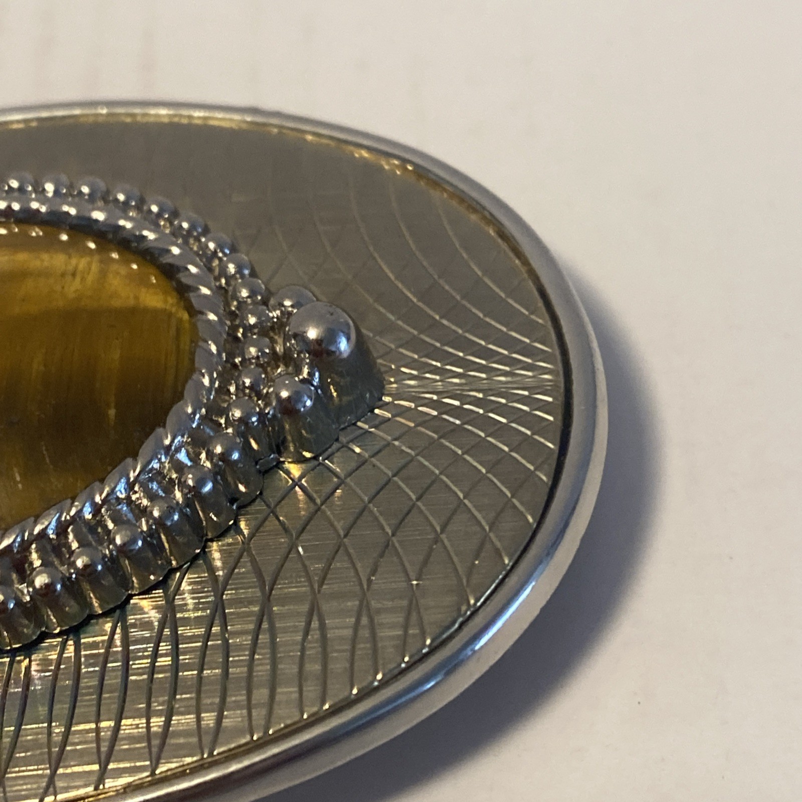 TIGER&rsquo;S EYE GEMSTONE BELT BUCKLE