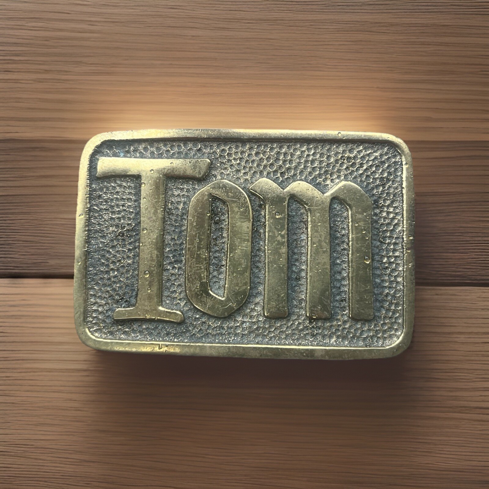 Vintage SOLID BRASS Belt Buckle Name Tom Thomas Tommy Made In USA