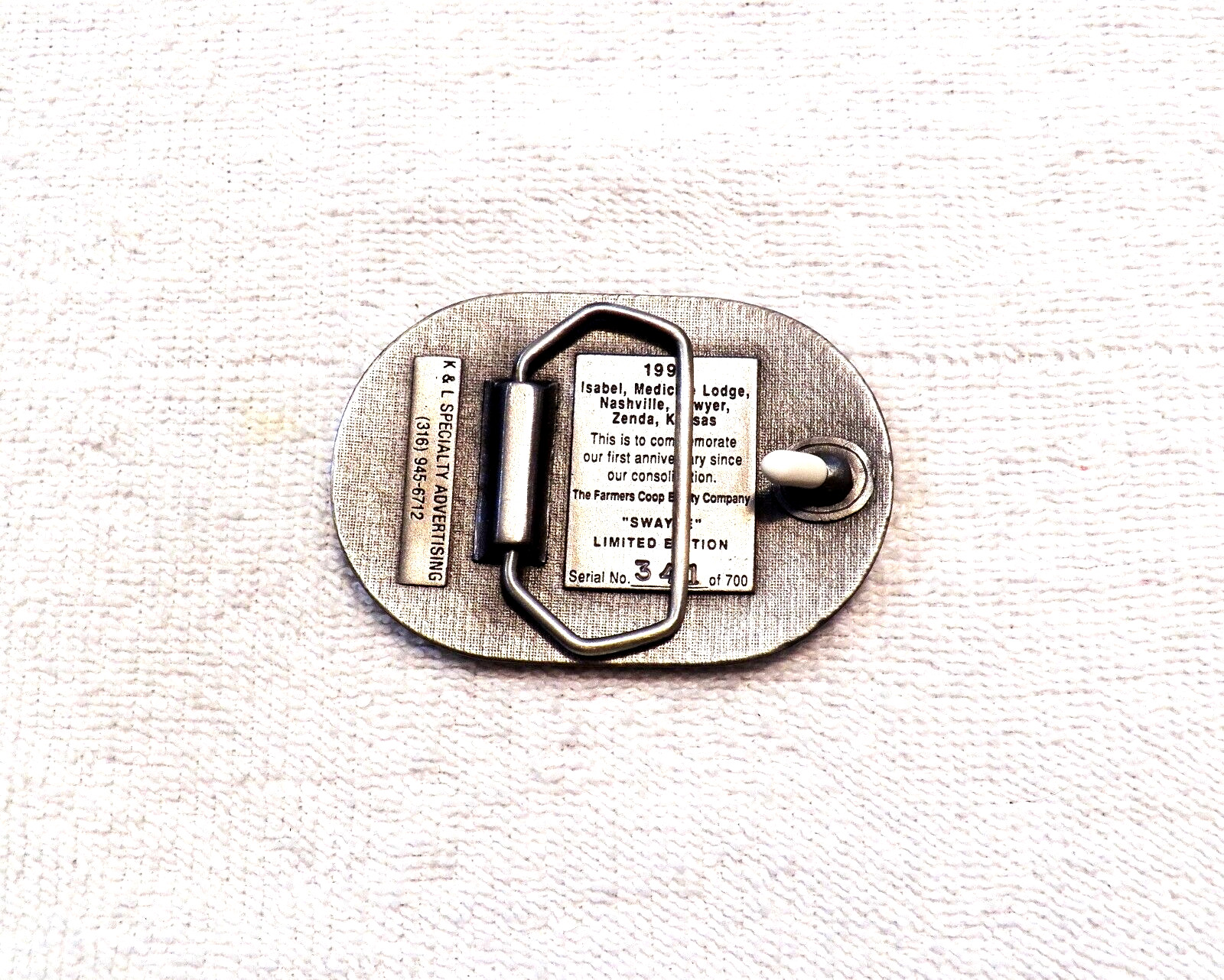 CLASSIC BELT BUCKLE FARMERS COOP EQUITY CO « SWAZEY » LMT ED #341 OF 700 BB18