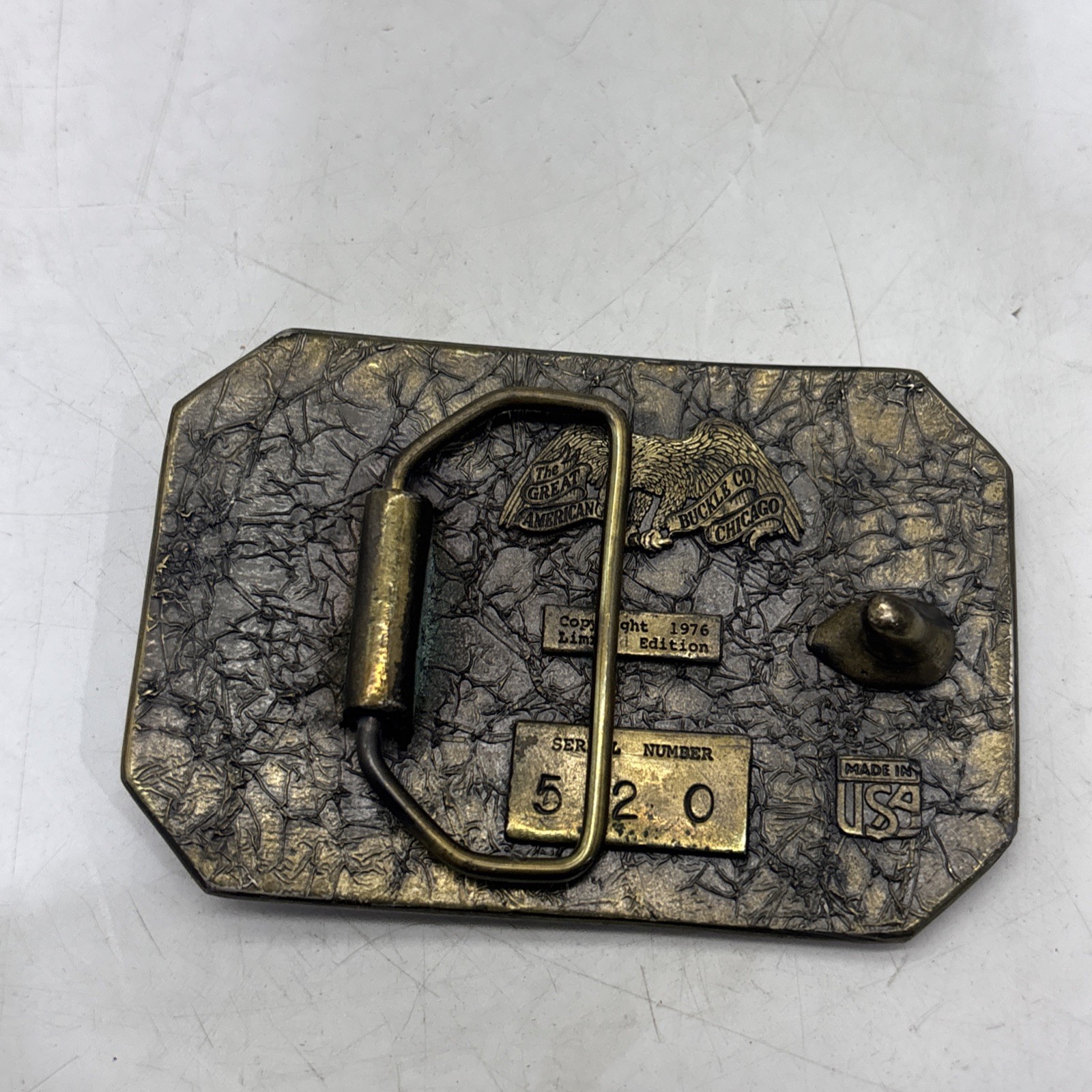 Vintage 1976 Great American Buckle Co Deer Stag Limited #520 USA 3.5×2.25”