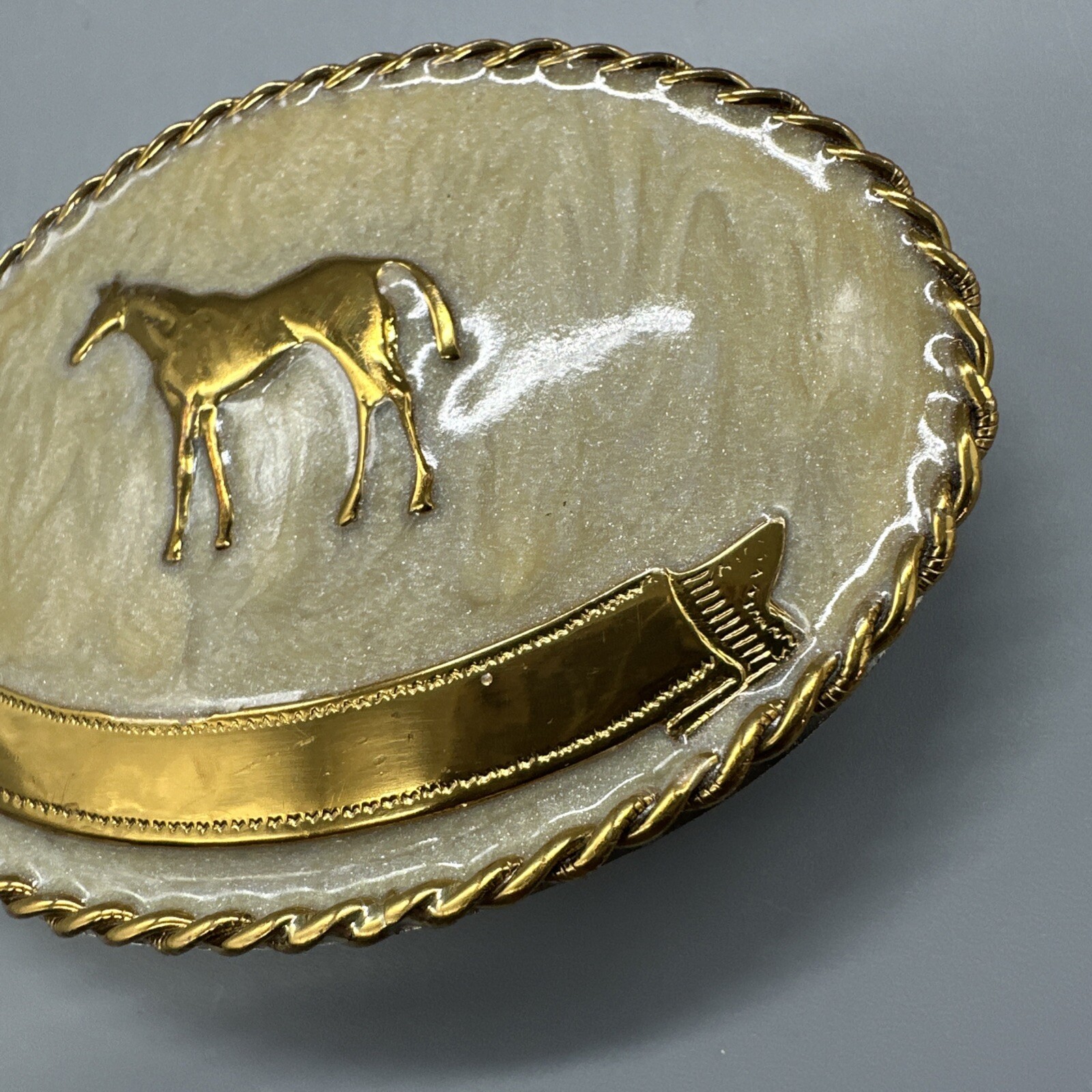 Horse Equestrian Rope Edge German Silver Metal Belt Buckle