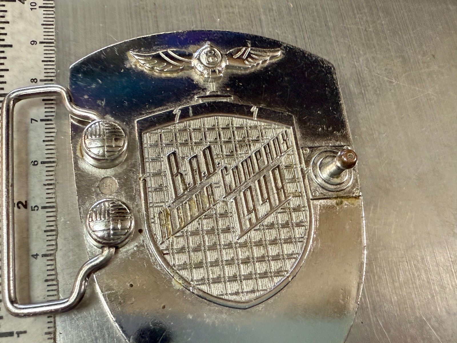 BAD B.A.D. Motor Company 1948 Belt Buckle Dragon Crest Shield Belt Buckle
