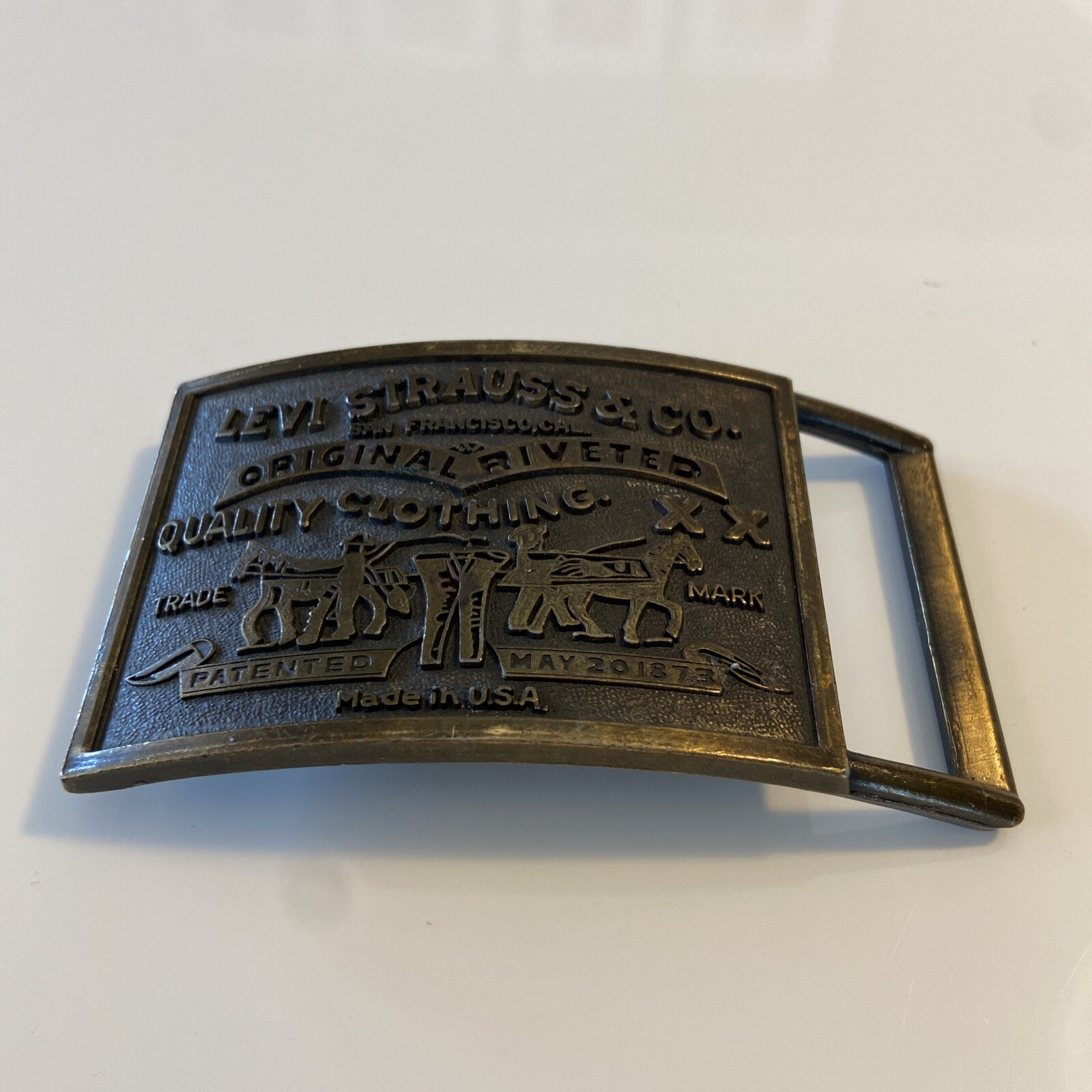 Levi Strauss & Co. Arched Original Riveted Brass Tone Belt Buckle for 40mm Belt