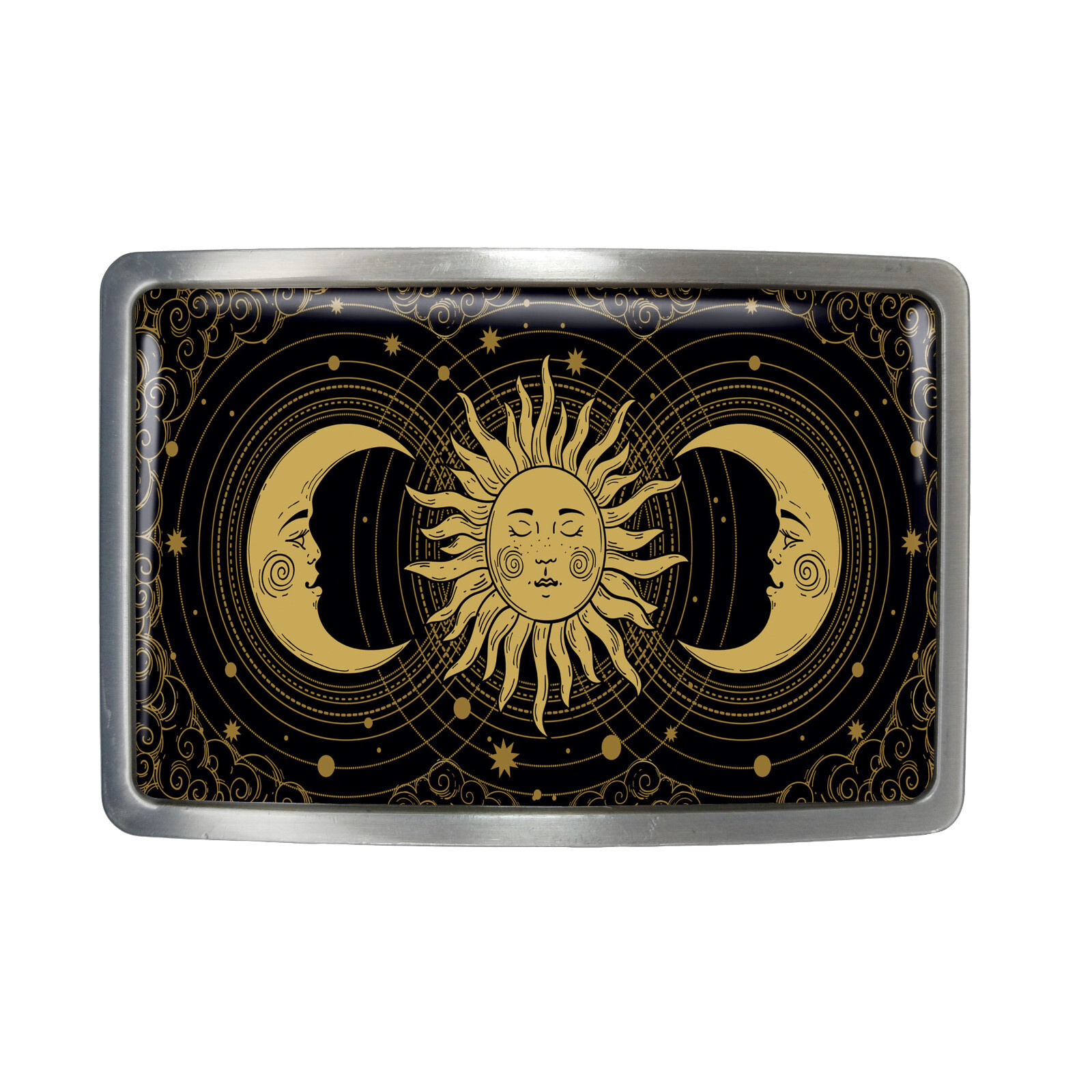 Esoteric Belt Buckle – Celestial Tarot Astrology Sun Handmade Buckle – 746