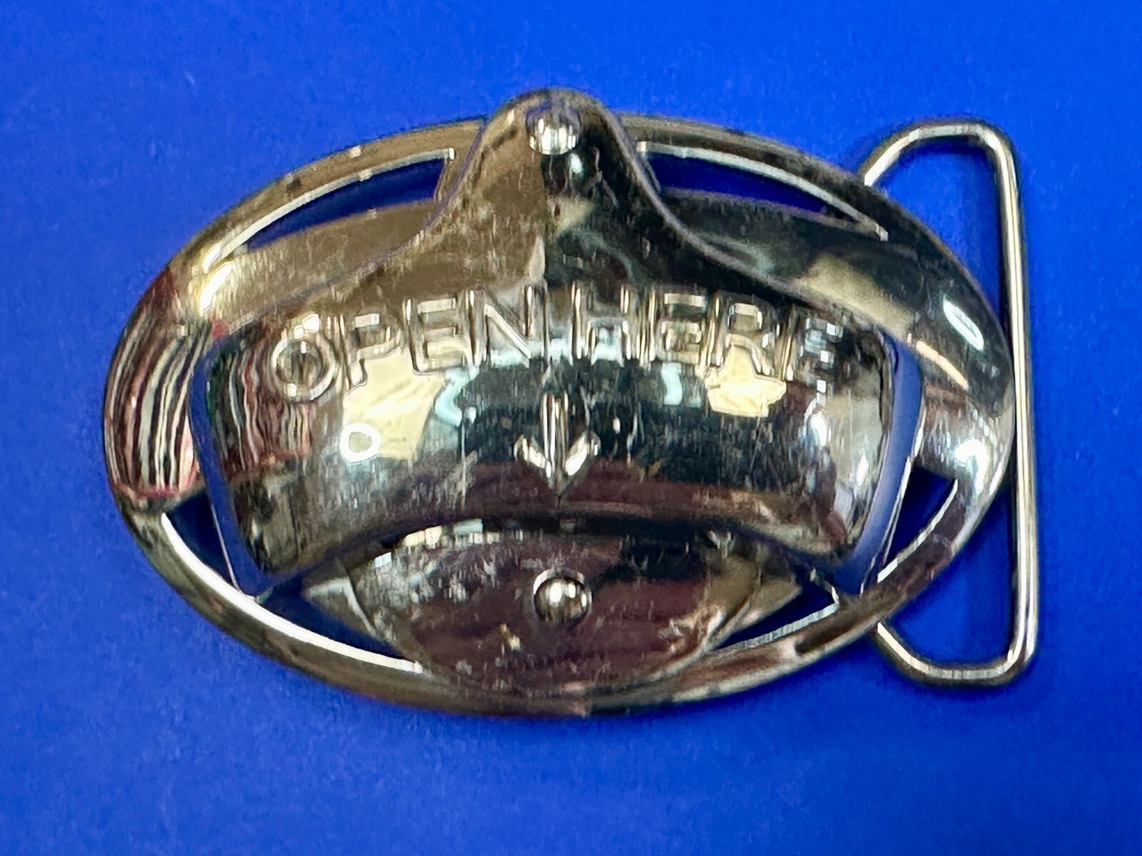 Open Here Practical Beer Lovers Drinkers Bottle Opener Mounted to Belt Buckle