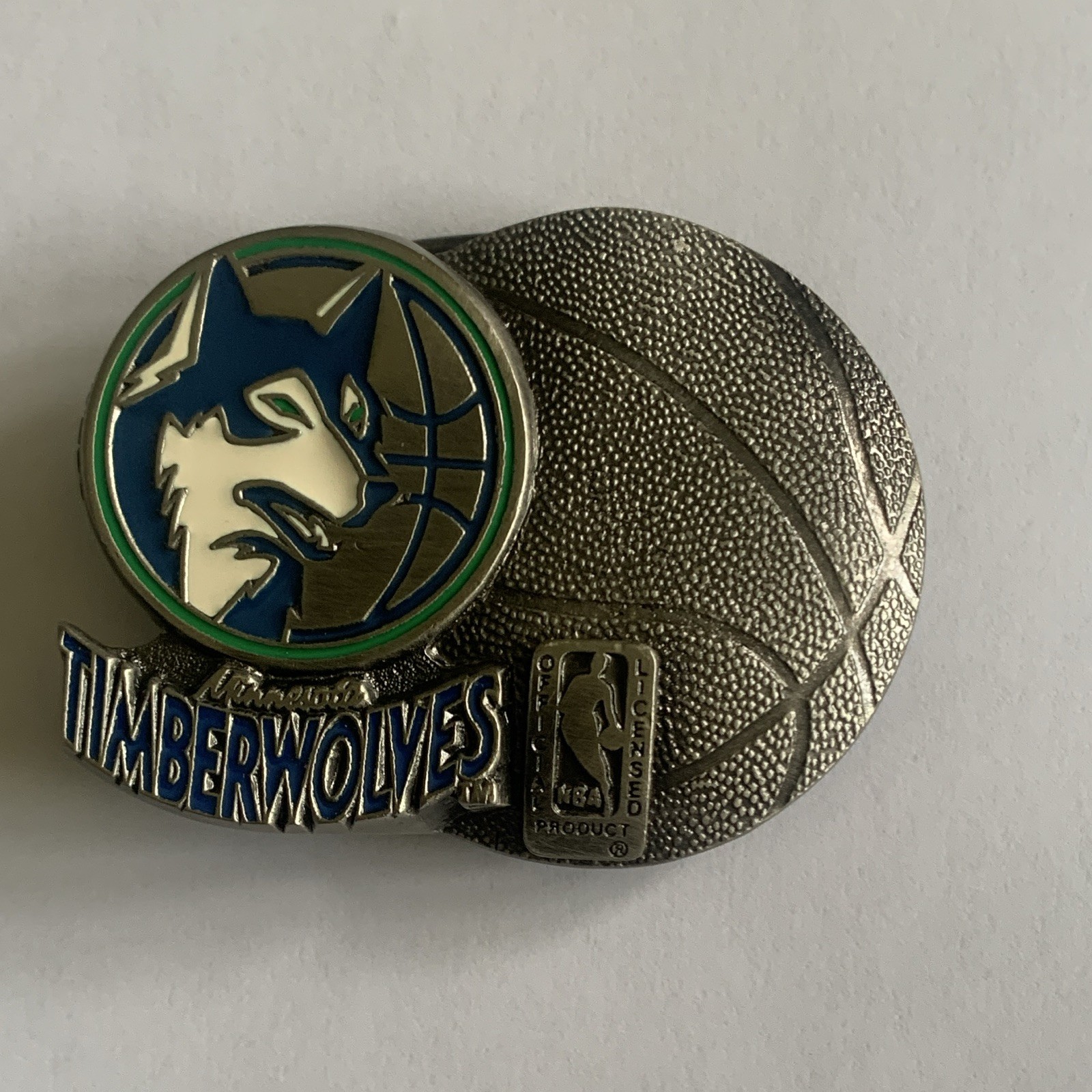 NBA Minnesota Timberwolves Official Licensed Autogrip Metal Belt Buckle, Silver