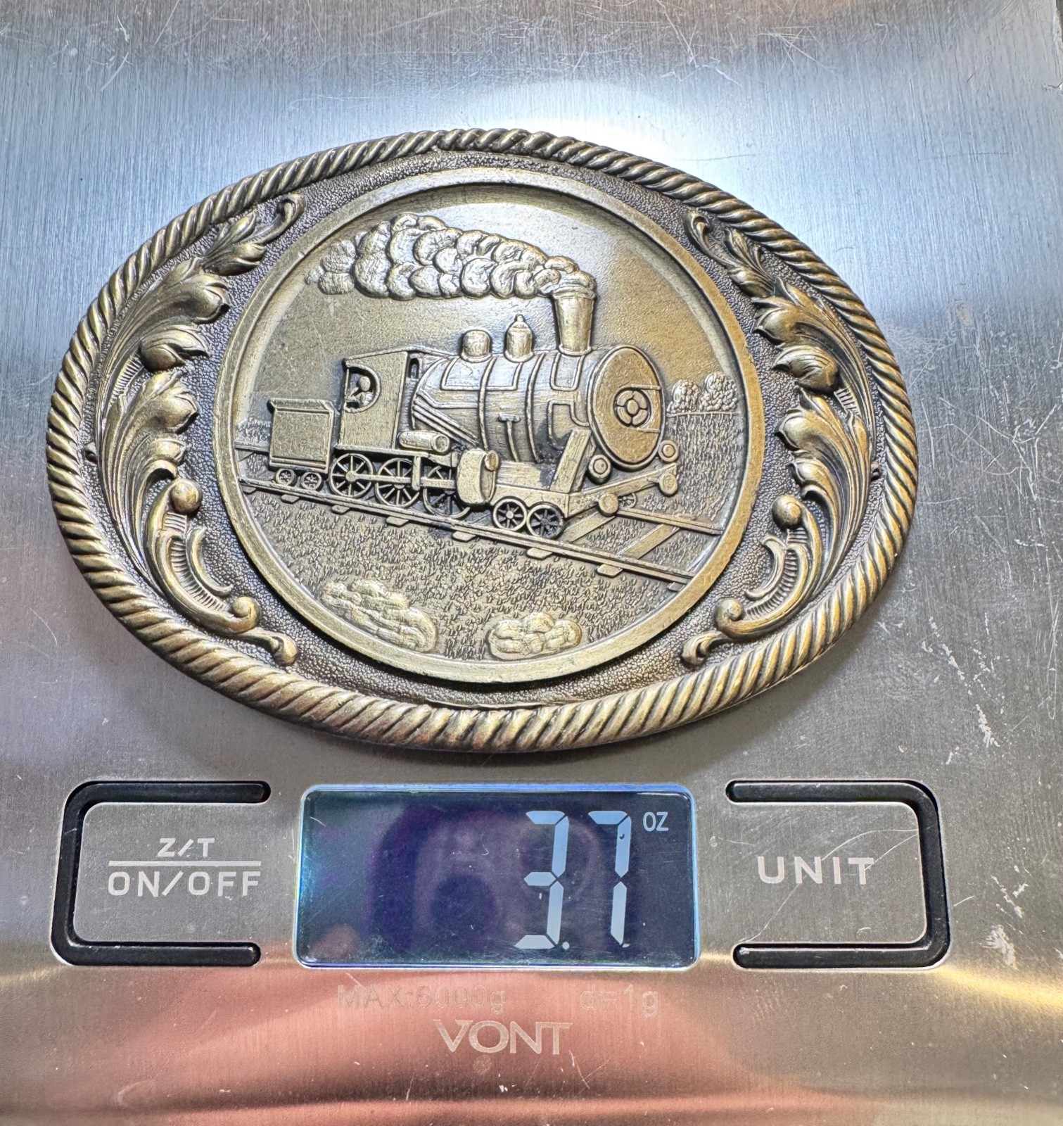 Steam Engine Train Belt Buckle Locomotive Vintage