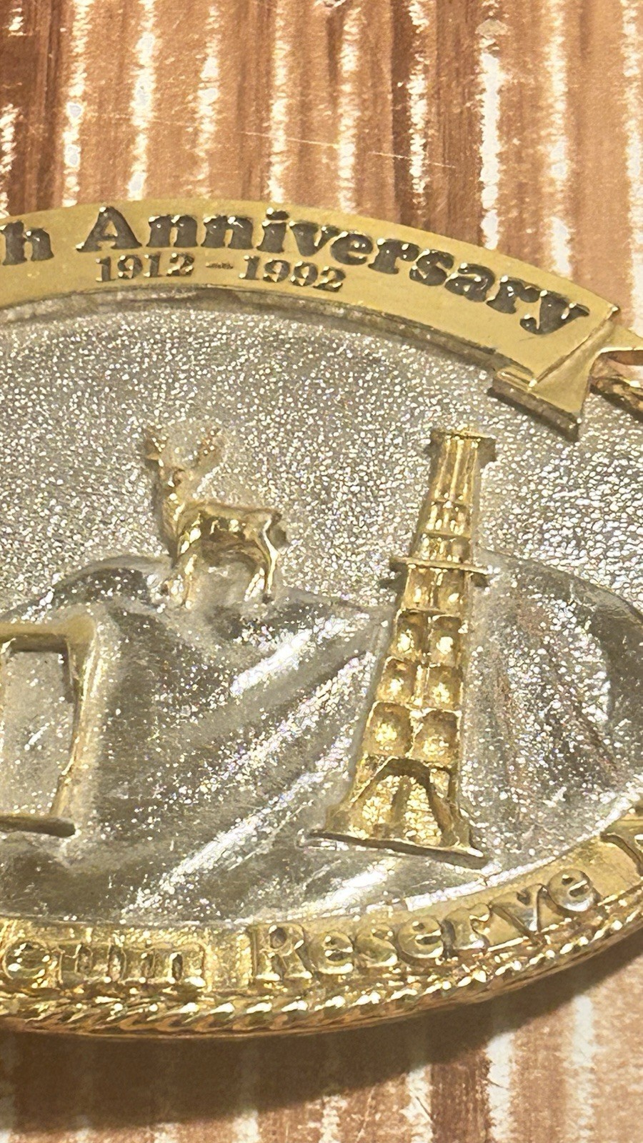 Vintage Metal 80th Anniversary Naval Petroleum Reserve No. 1 Buckle 1912-1992