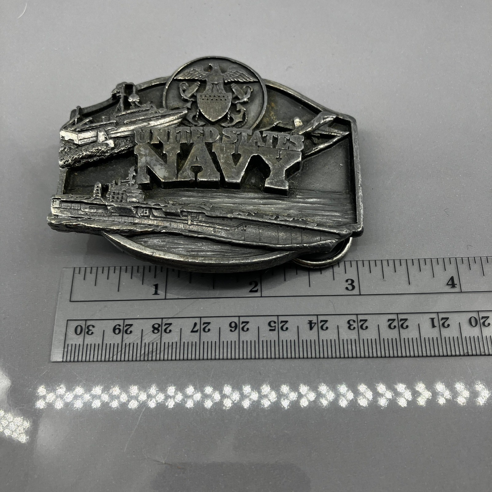 Siskiyou Buckle Co United States Navy Belt Buckle 1987 Pewter Ship Eagle