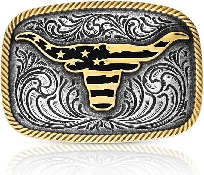 Montana Silversmiths Belt Buckle Adult Patriotic Silver Gold A1054P
