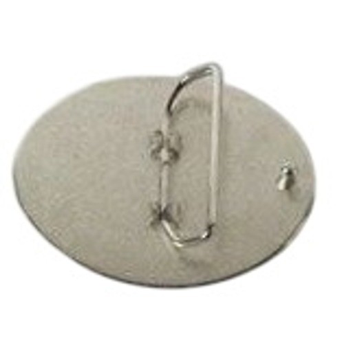 Silver Oval Belt Buckle Clear Button Cluster Textured Modern Artistic Design