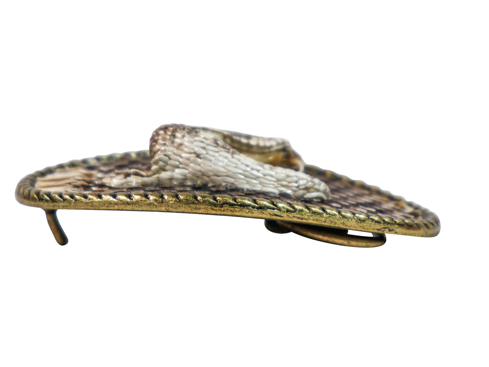Real Rattlesnake Belt Buckle:1 Head in Oval (598-BB115)