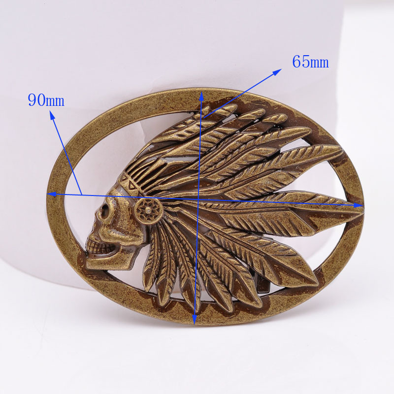 Retro Bronze Cowboy Indian Chief Head Western Indian Metal Fashion Belt Buckle